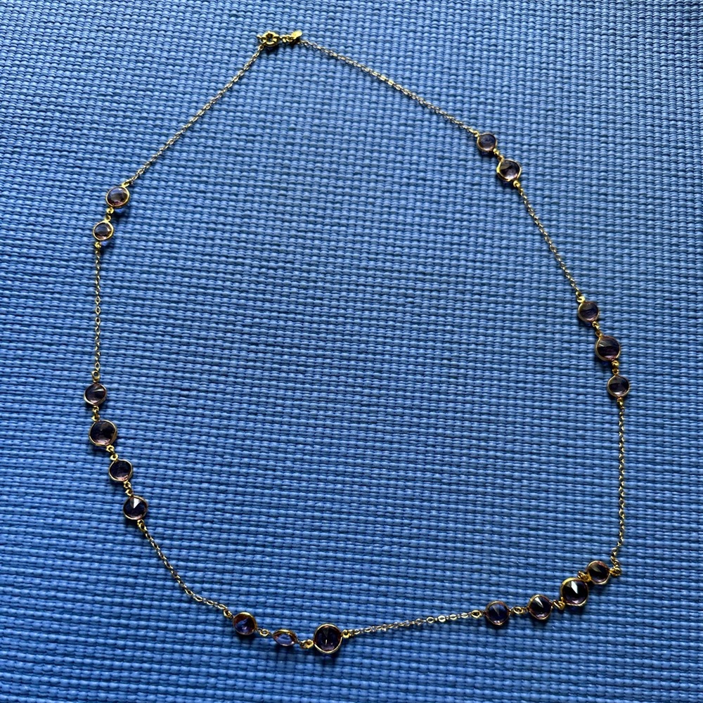 J Crew gemstone necklace with gold chain